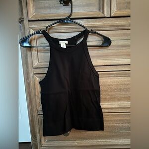 Bozzolo Black Ribbed Tank Top